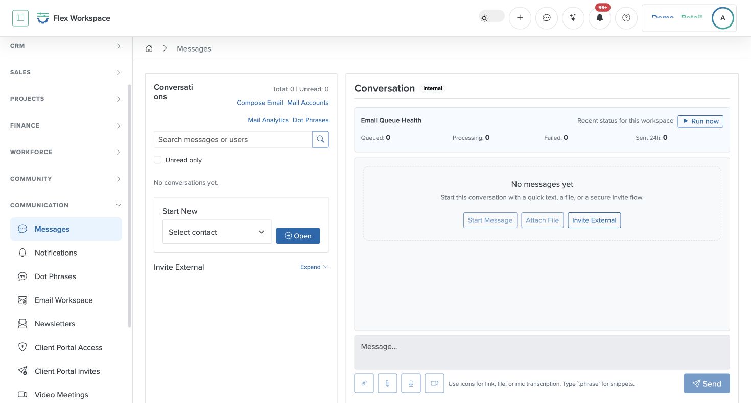 Batoi Flex Messages screen showing operational conversation and follow-up controls