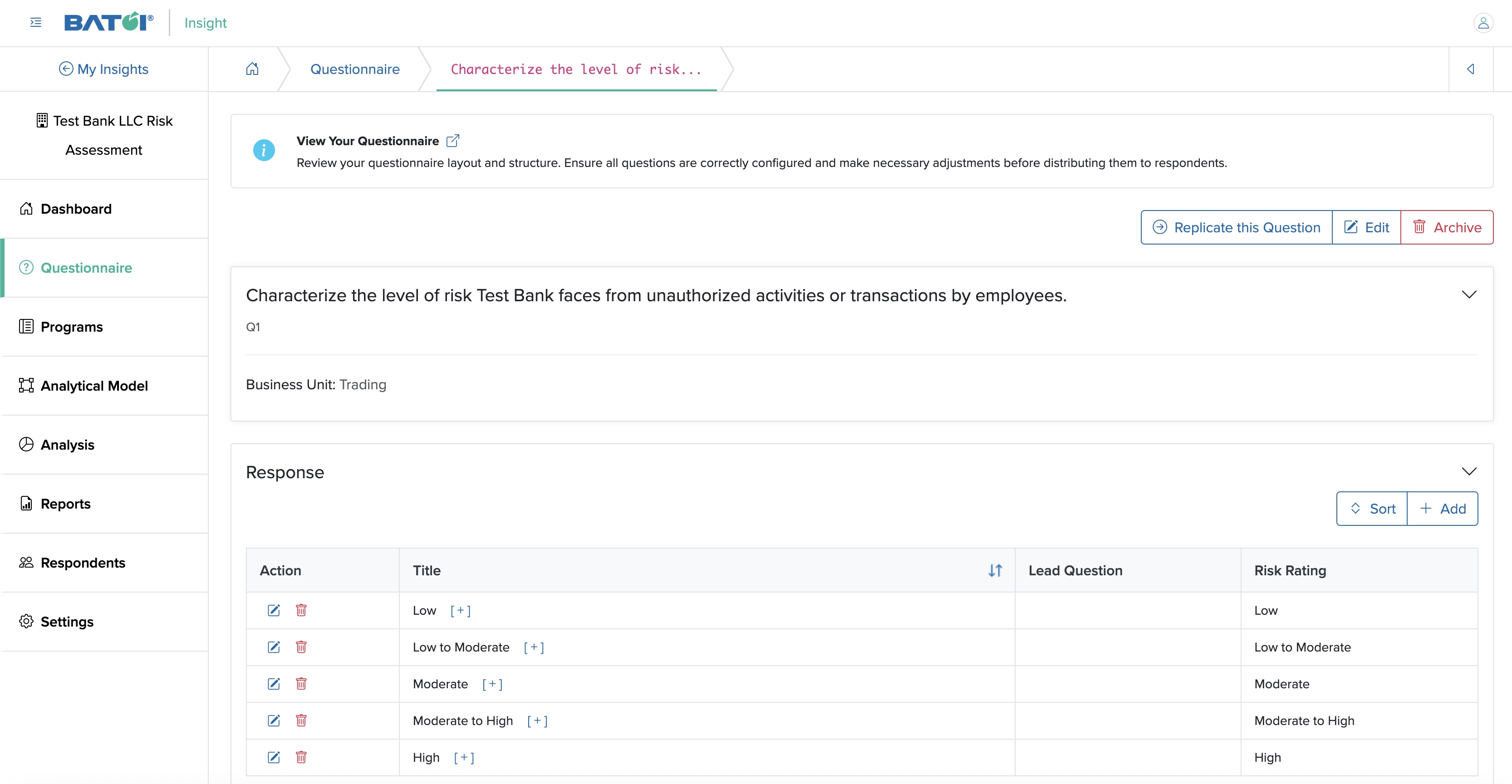 Figure 4: Individual Insight View
Question Screen