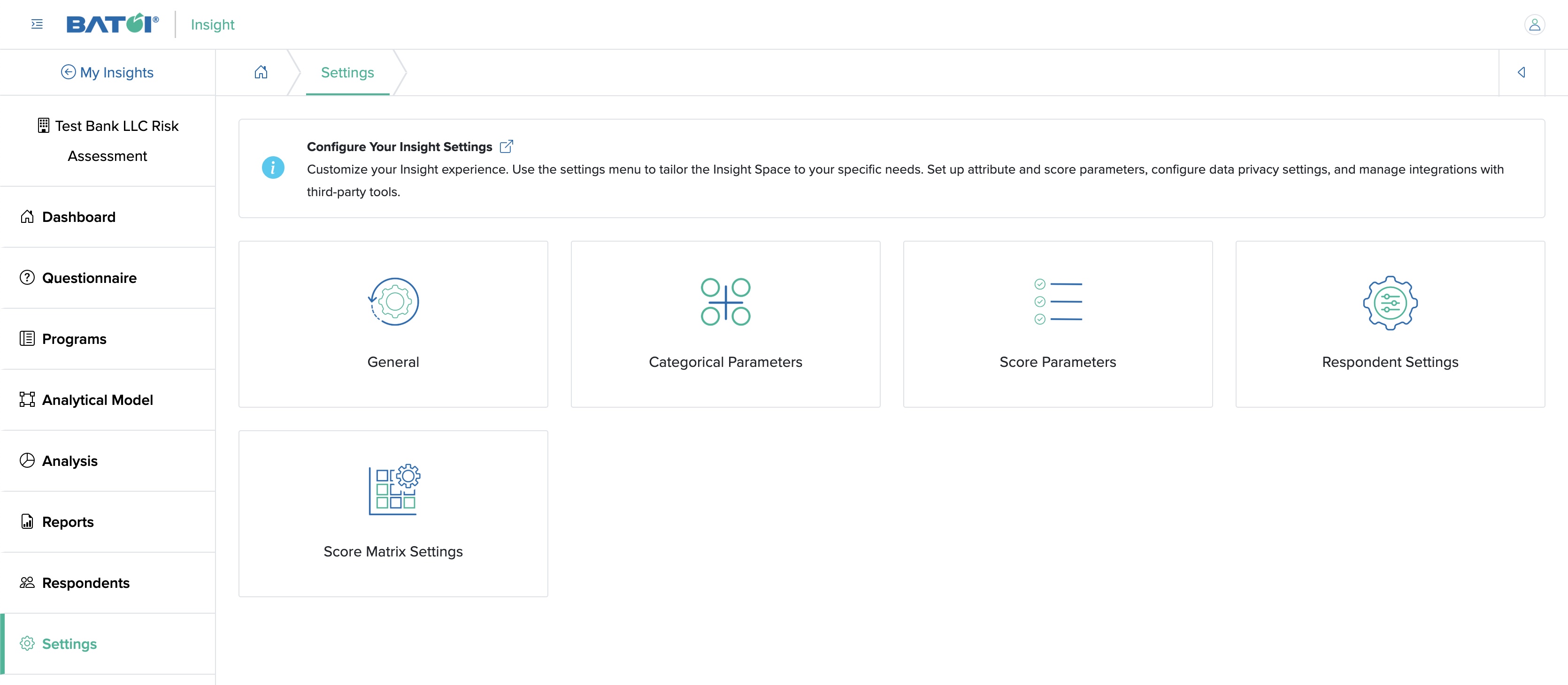 Figure 2: Individual Insight Settings Screen