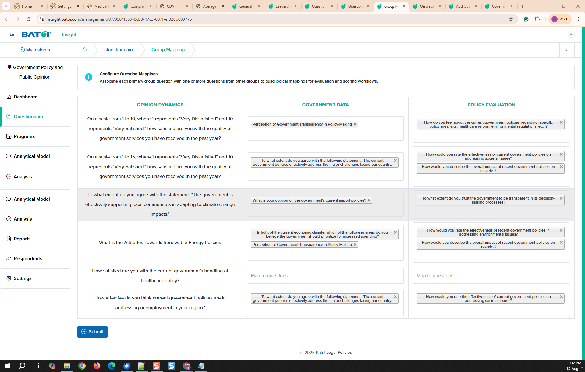 Figure 14: Individual Insight Group mapping Screen