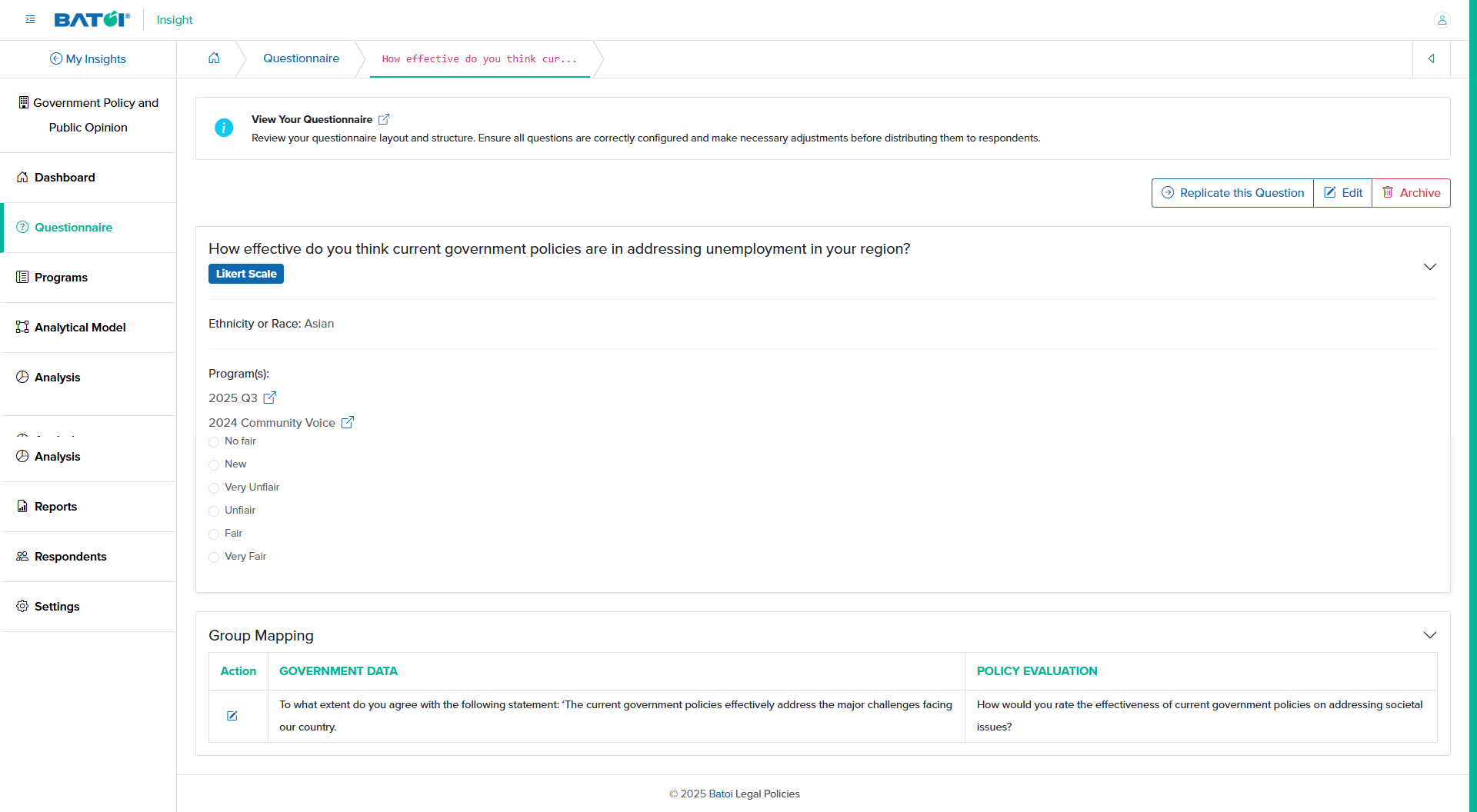 Figure 4: Individual Insight View
Question Screen