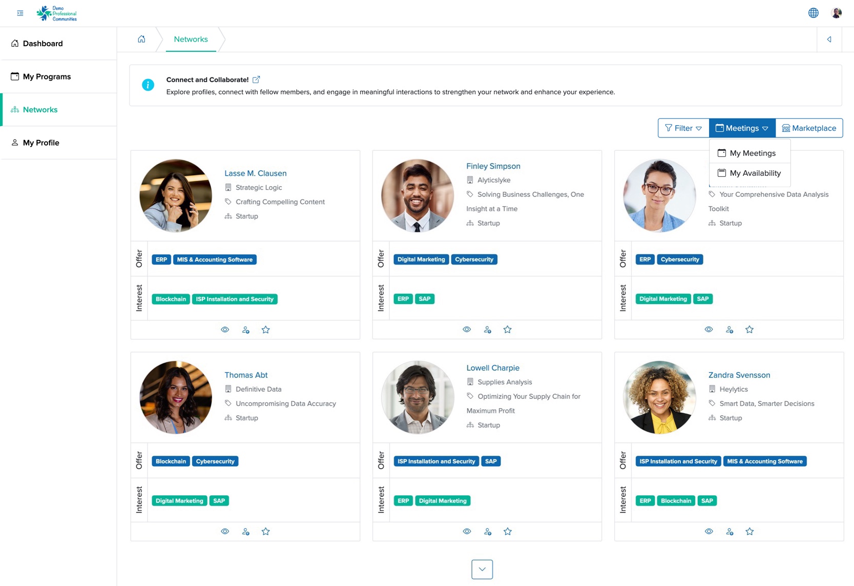 Figure 2: Individual Bridge Member Control Panel Network List Screen