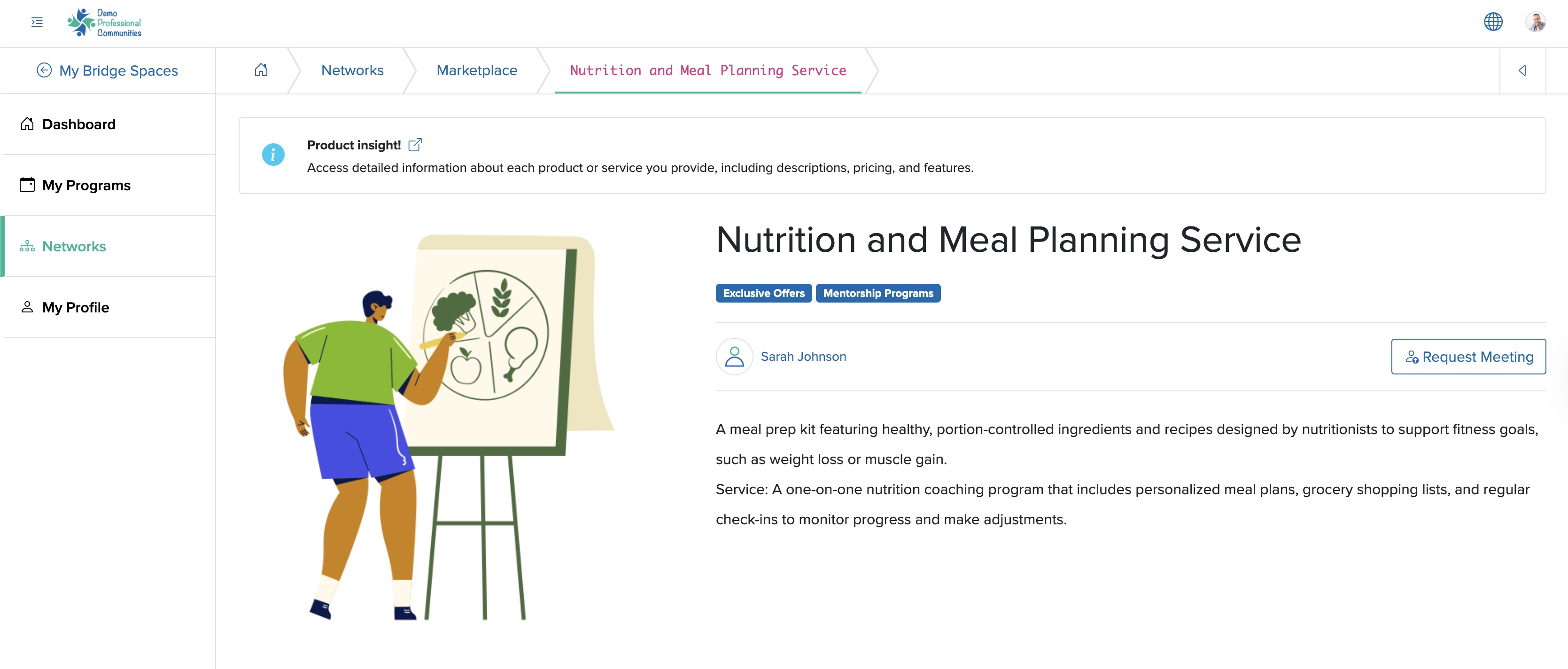 Figure 4: Individual Bridge Member Control Panel View Marketplace Product Detail Screen