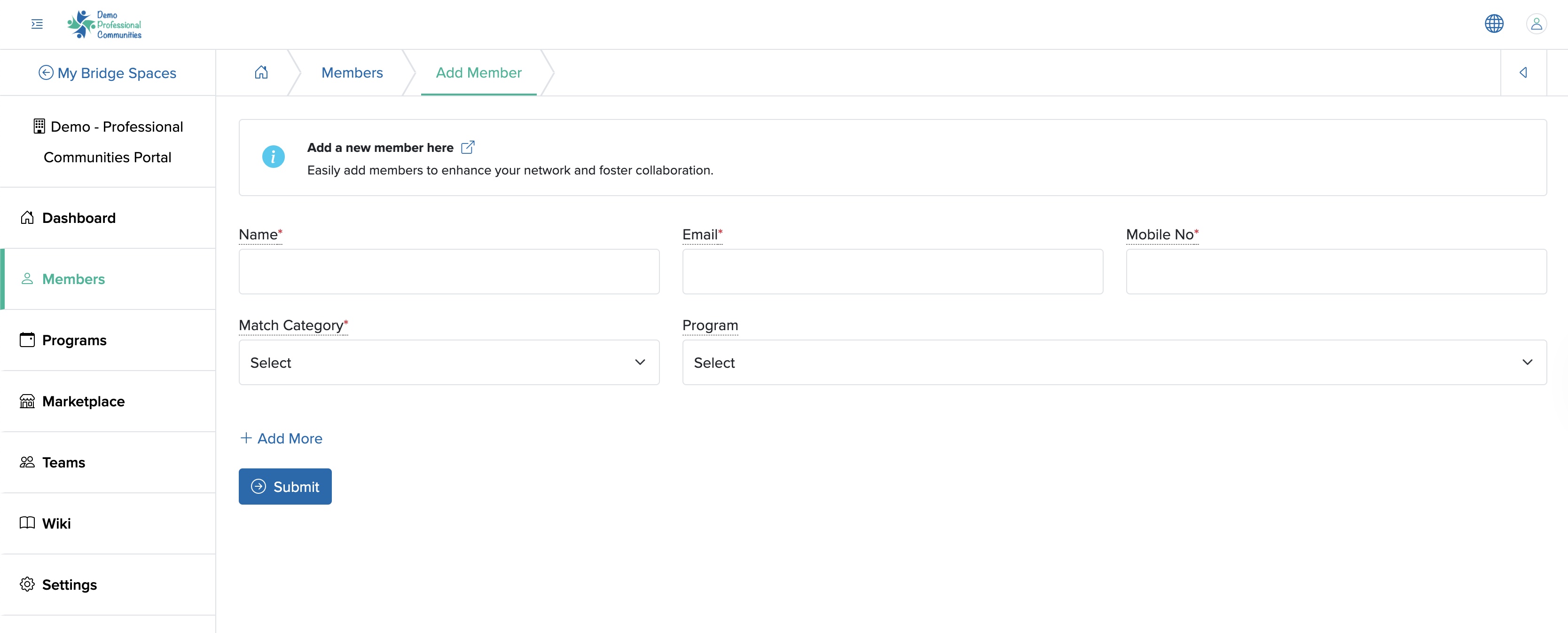 Figure 9: Individual Bridge Manager Control Panel Individual Event Add Attendee Screen
