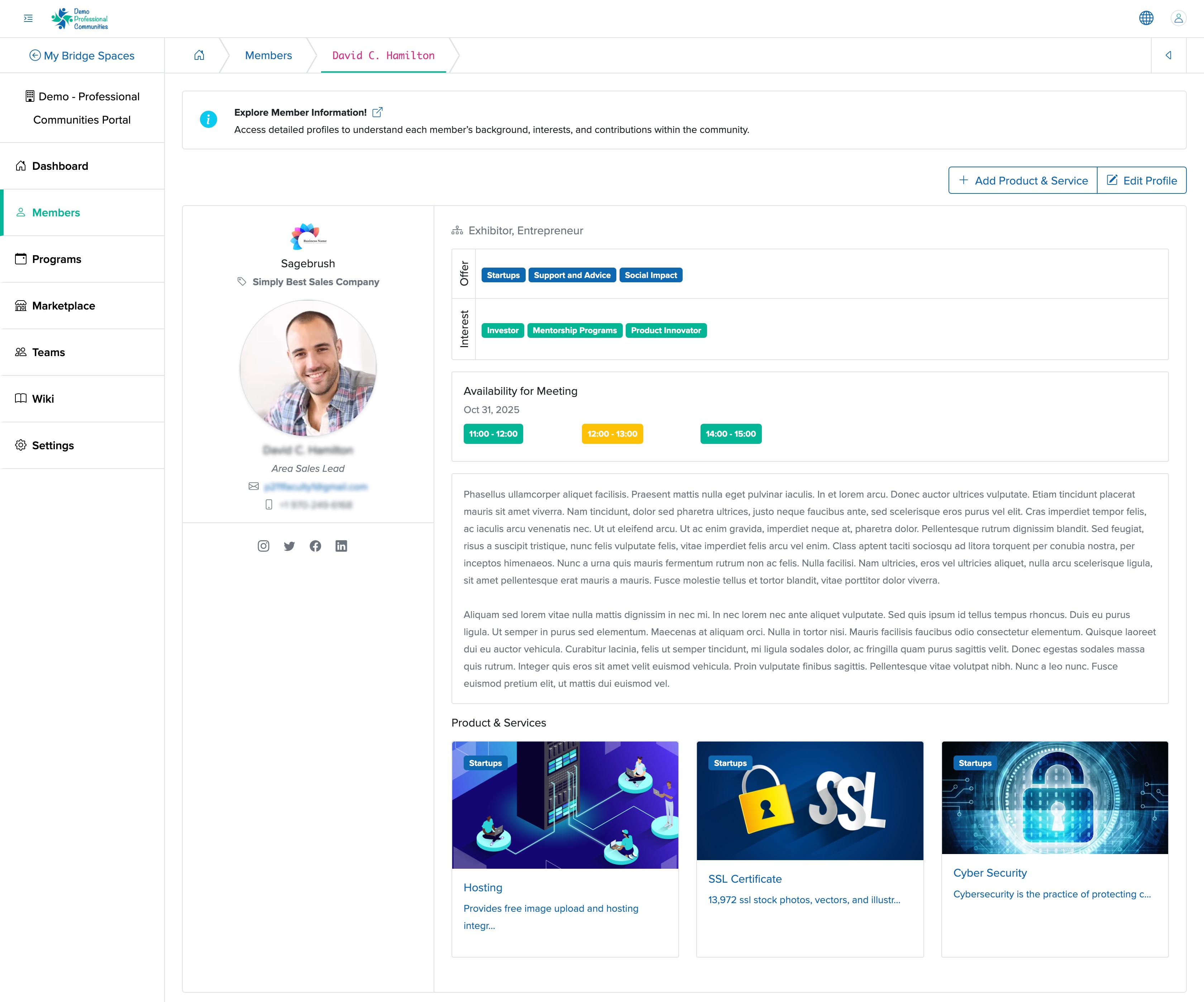Figure 8: Individual Bridge Manager Control Panel Individual Event Attendee Profile Screen