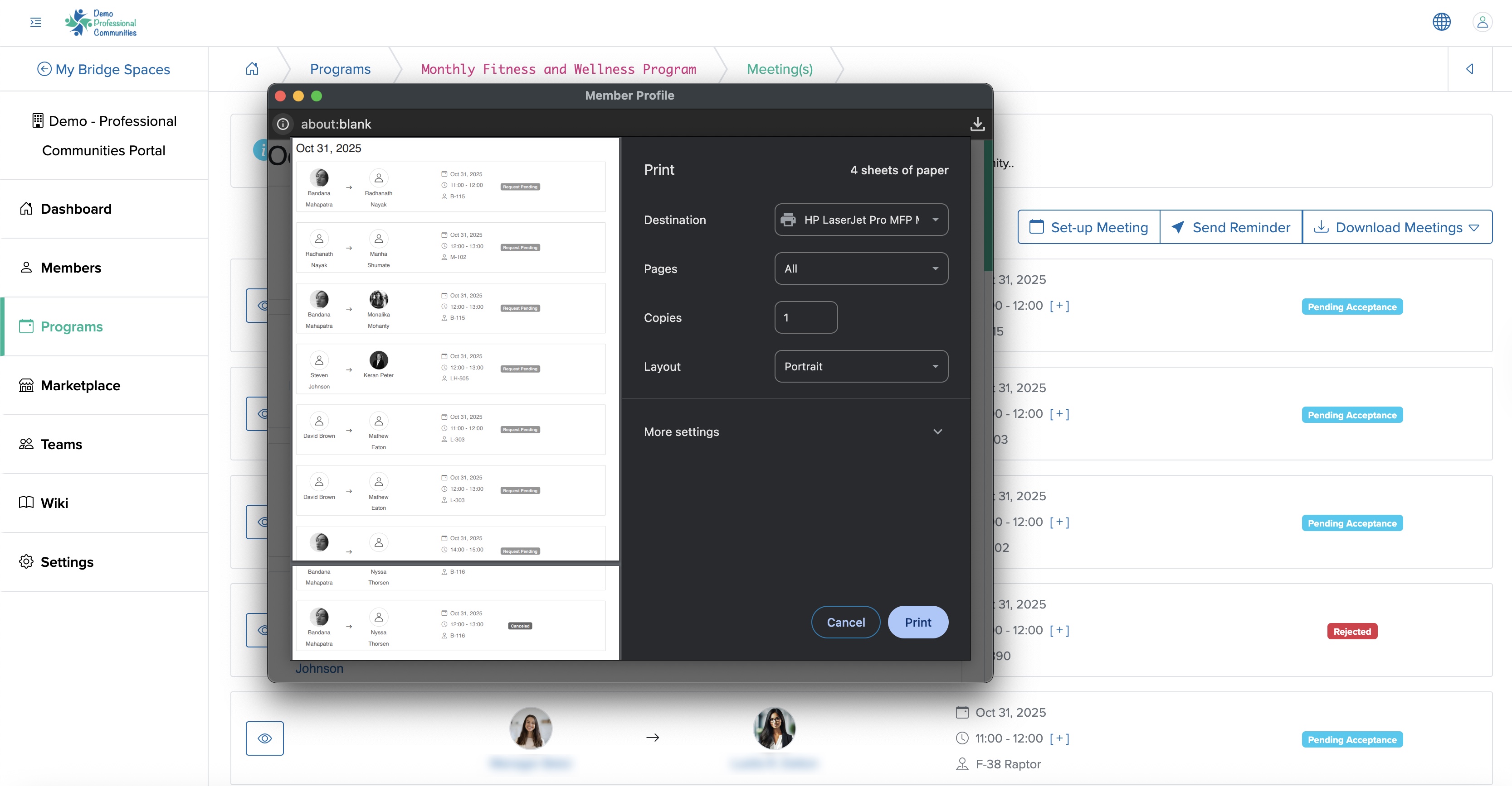 Figure 17: Individual Bridge Manager Control Download Meeting Popup Screen