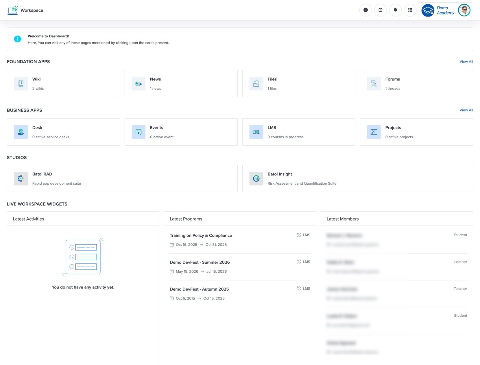 Figure 6: Individual Workspace Screen