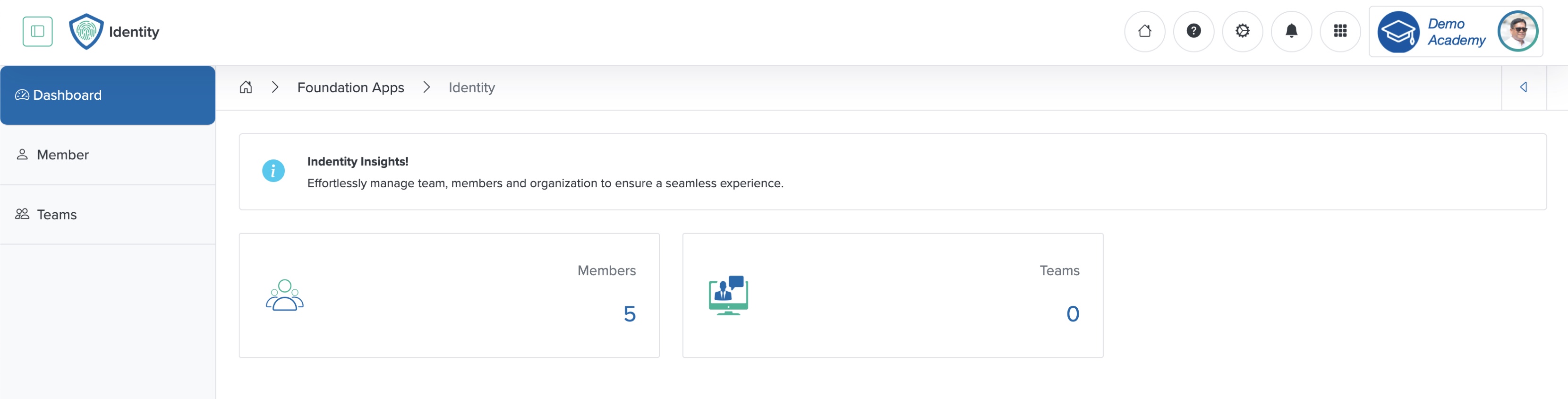 Figure 4: Individual Workspace - Foundation Apps Dashboard Screen