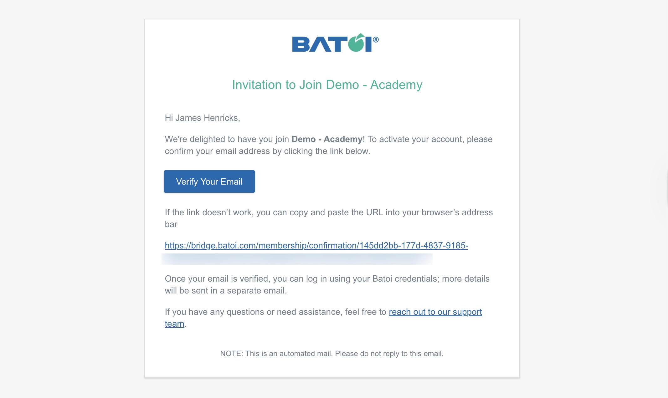 Figure 8: Individual Workspace - Identity App - Add Member Email Verification Screen