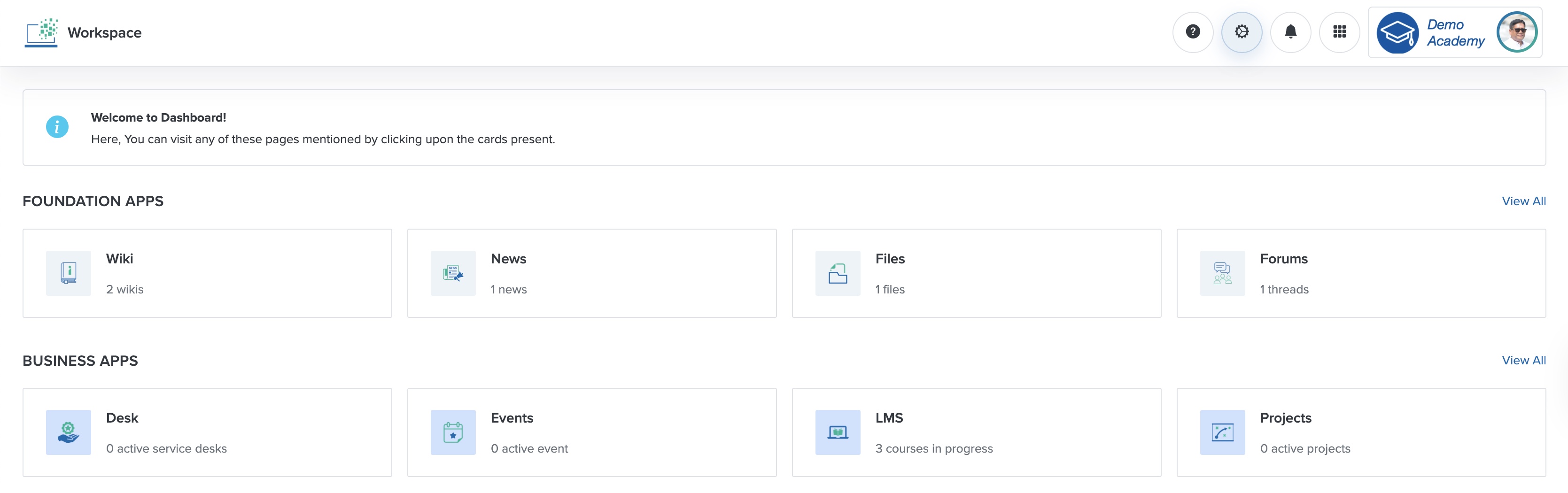 Figure 10: Individual Workspace - Dashboard Setting Icon