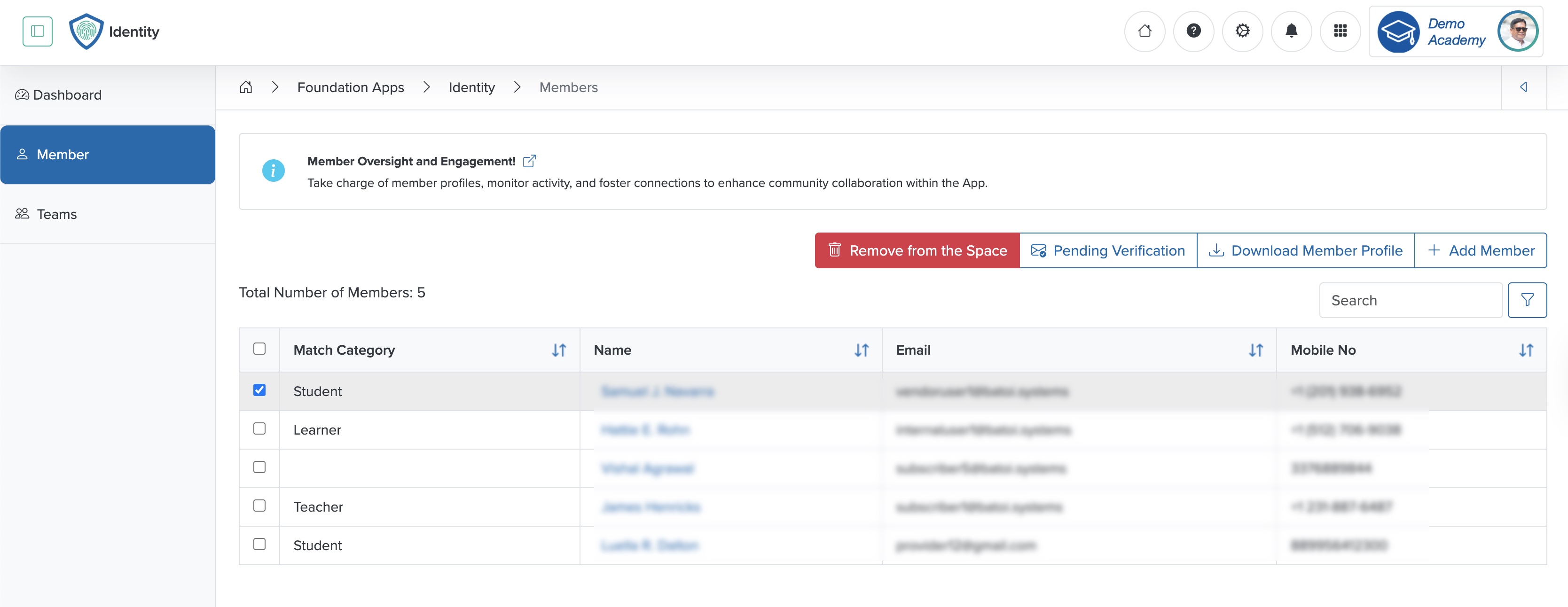 Figure 18: Individual Workspace - Remove Member from Workspace Screen