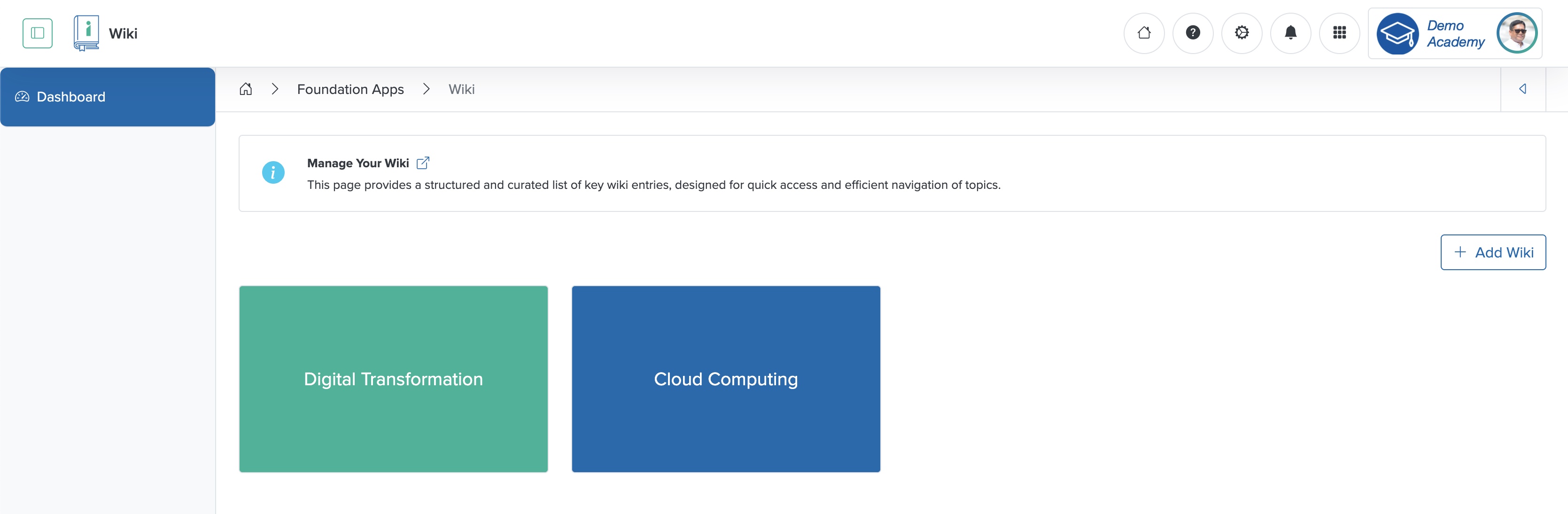Figure 4: Individual Workspace - Wiki List Screen