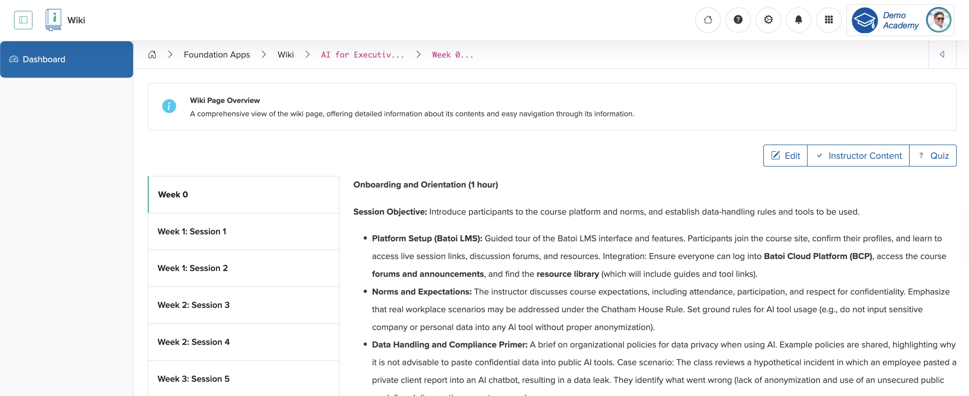 Figure 9: Individual Workspace - Individual Wiki View Lesson Screen