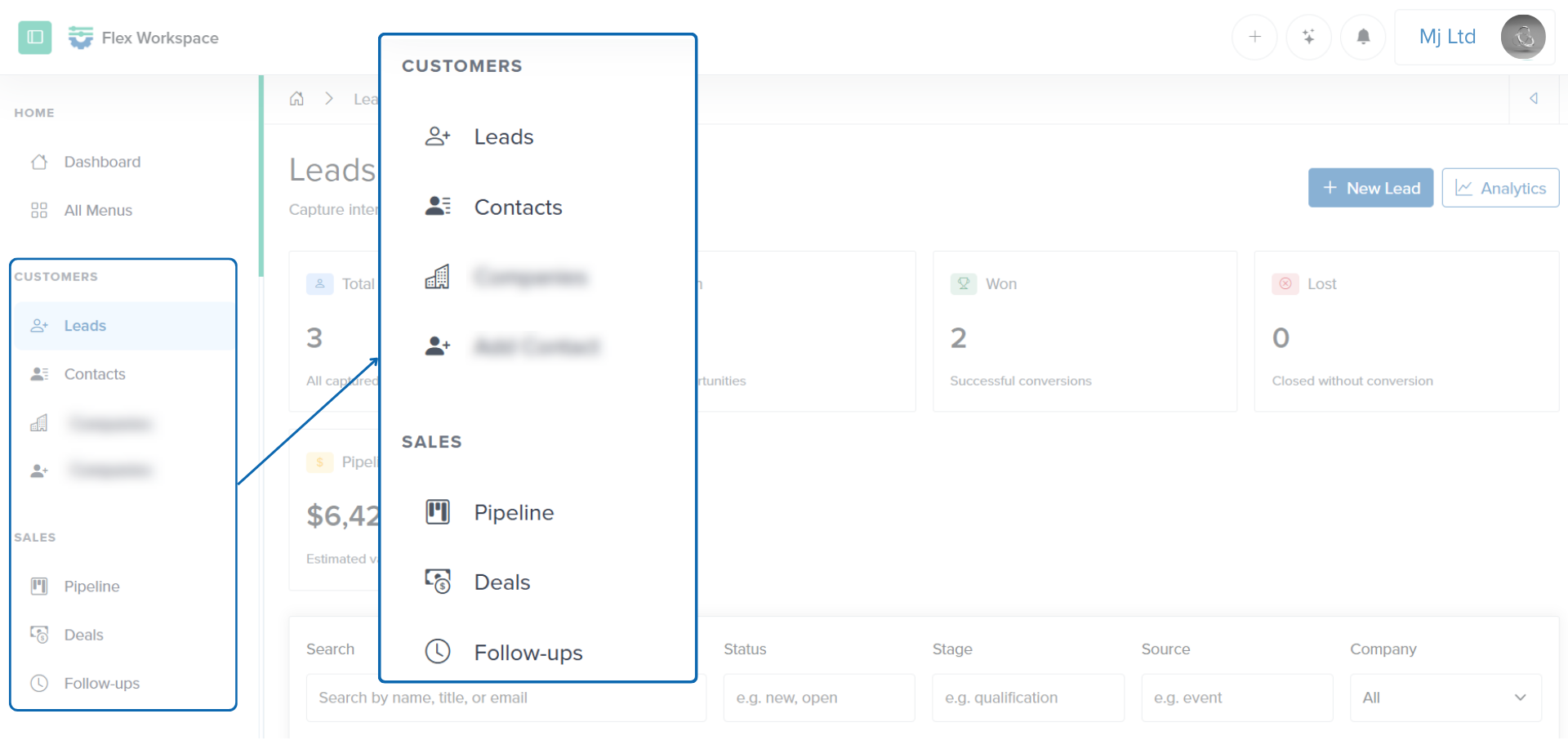 Figure 2: Batoi Flex - Sales Cycle Sidebar