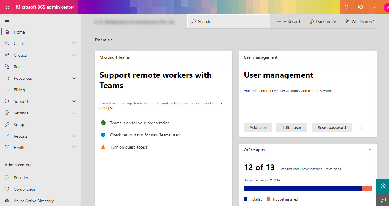 Office365 Dashboard 