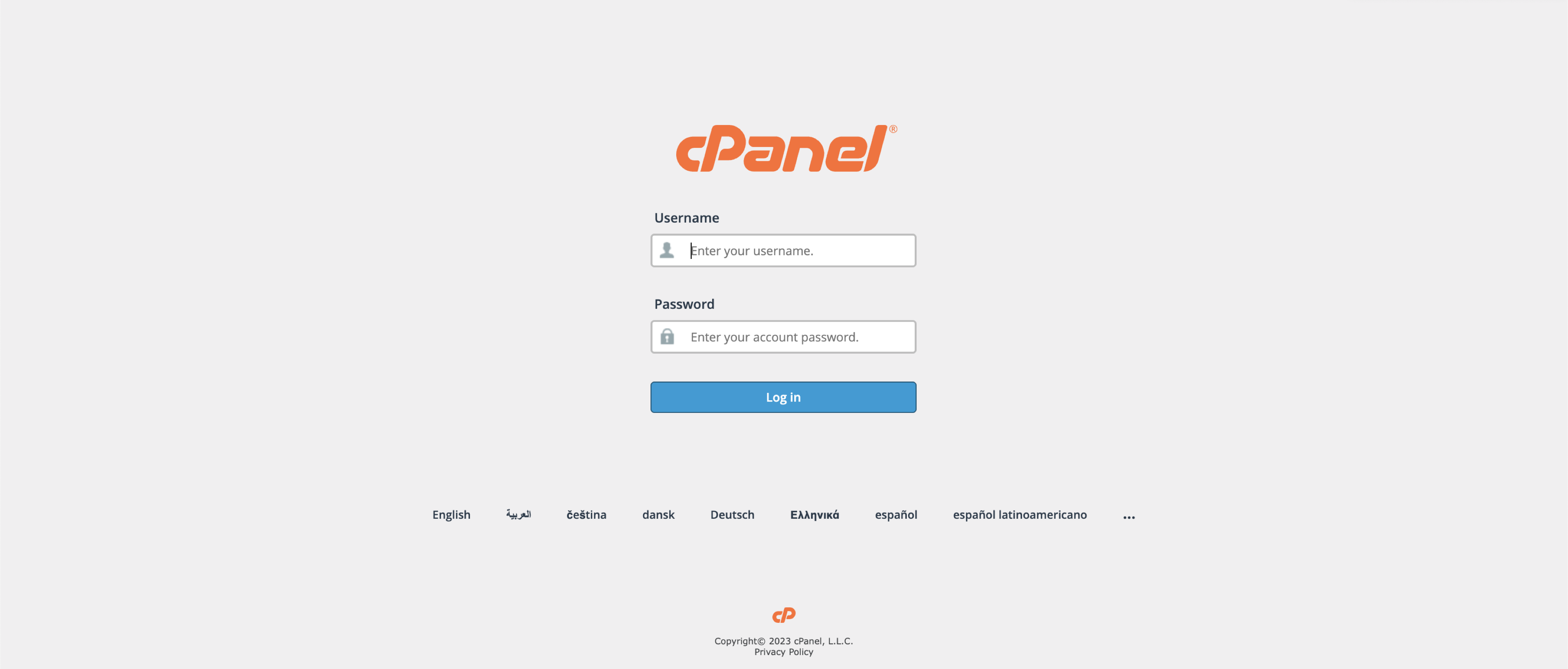 Figure 1: cPanel Login Screen