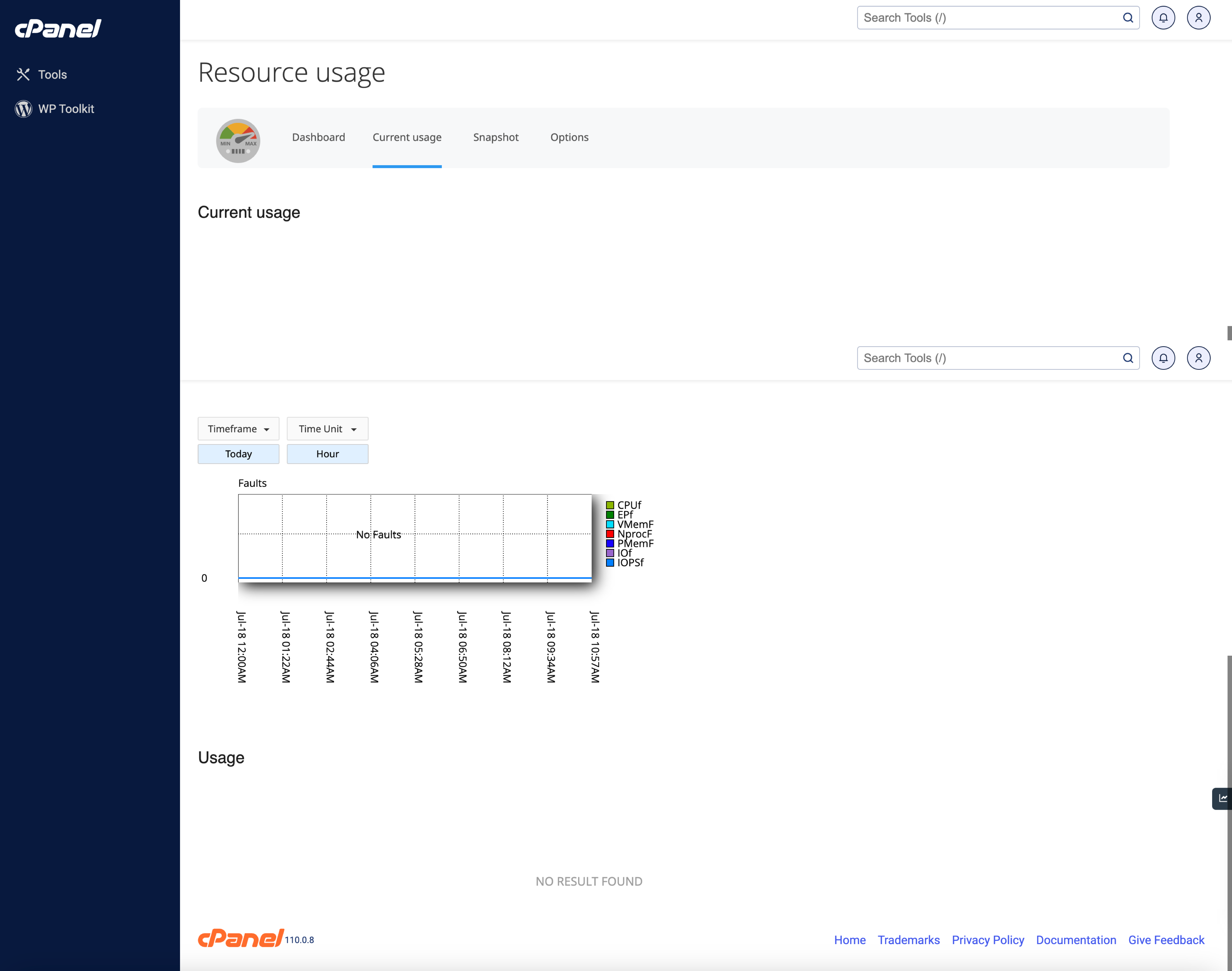 Figure 14: cPanel CPU Resource Usage Screen