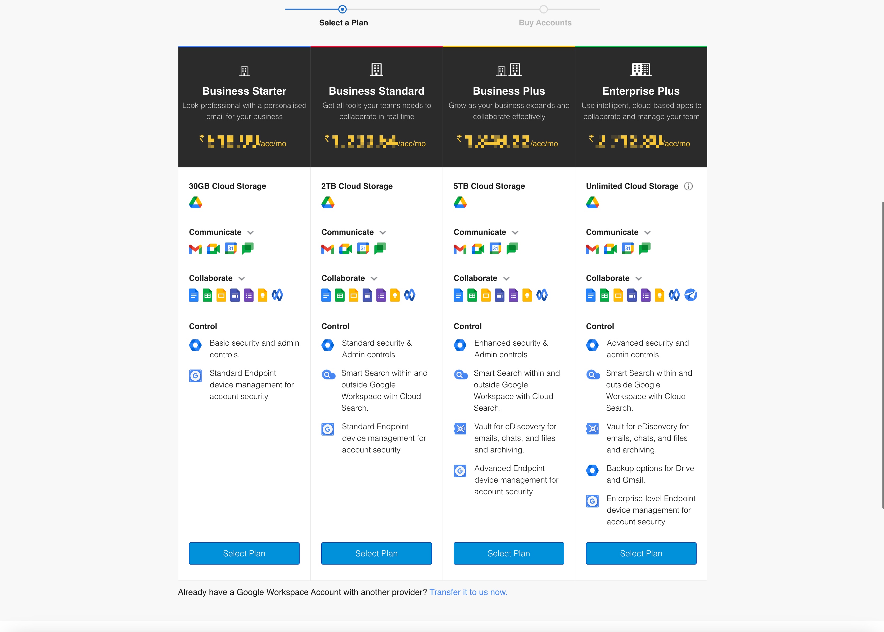 Figure 7: My Batoi Hosting Google Workspace Plan View Screen