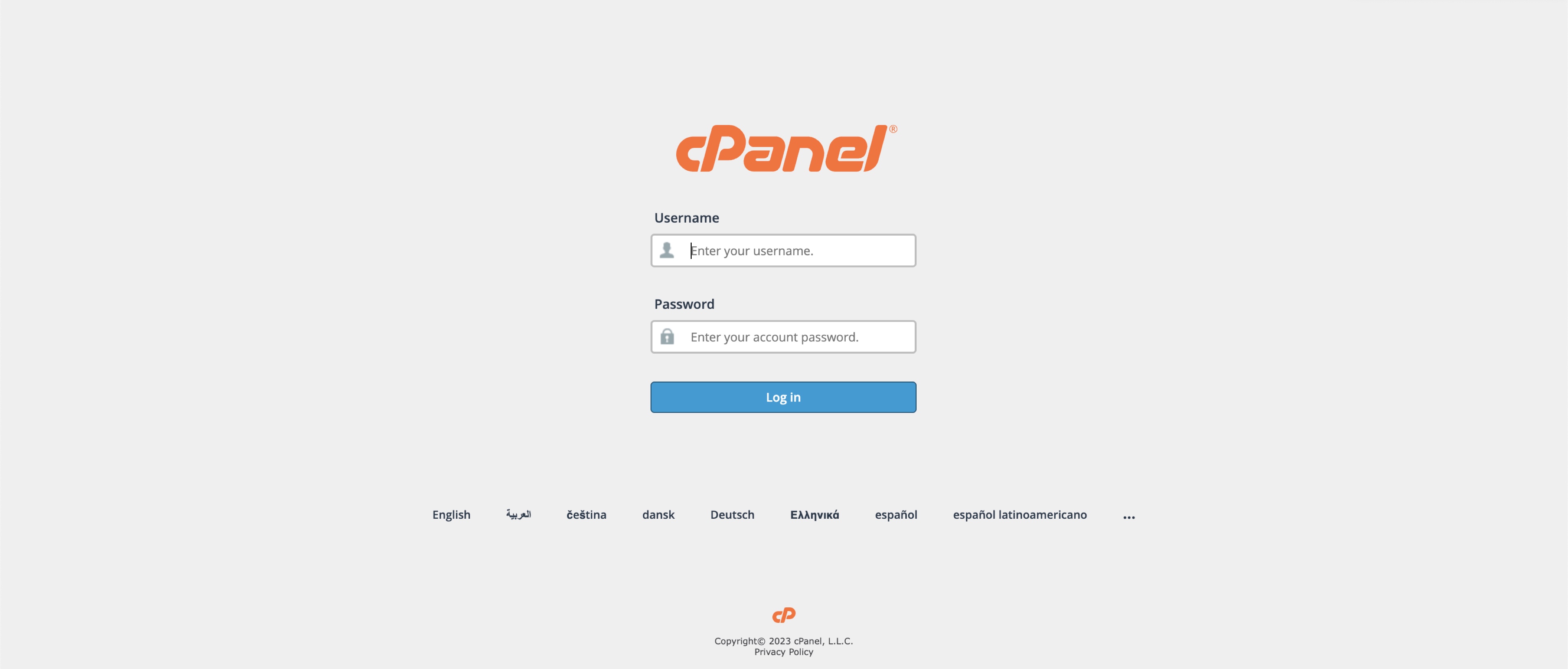 Figure 2: cPanel Login Screen