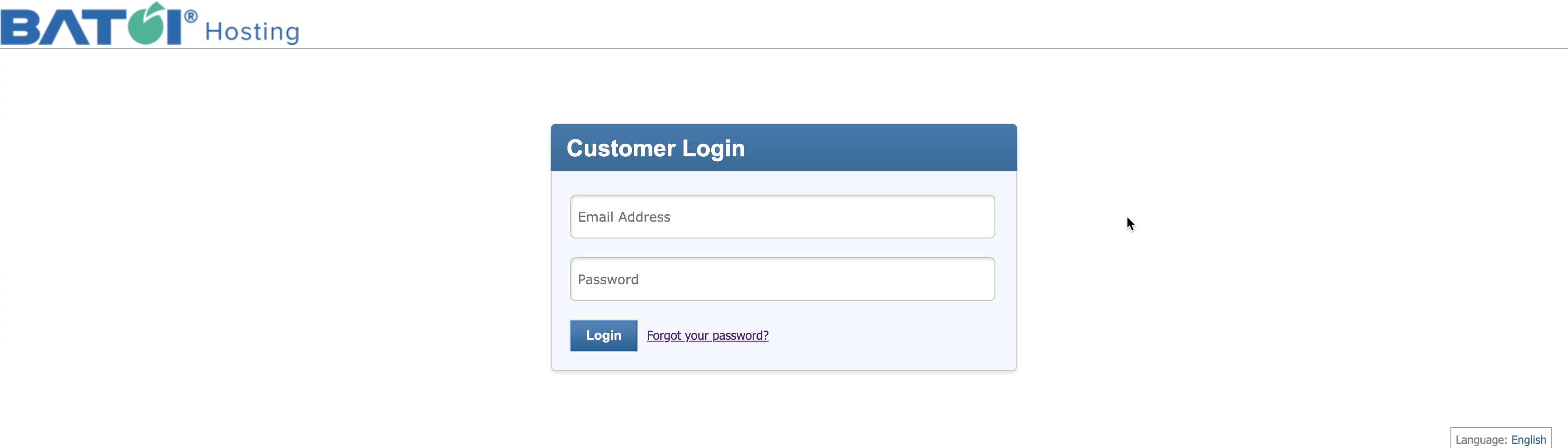 Figure 1: Batoi Hosting Login Screen