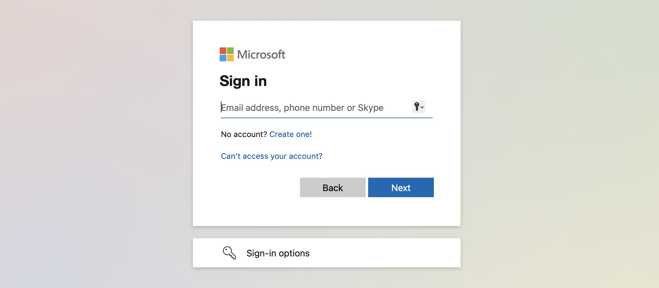 Figure 1: Microsoft Admin Login Screen” style=