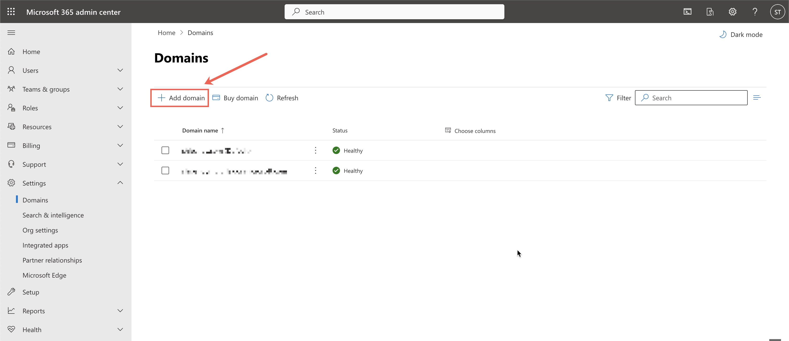 Figure 4: Microsoft Admin Console  Add Domain List Page Screen” style=