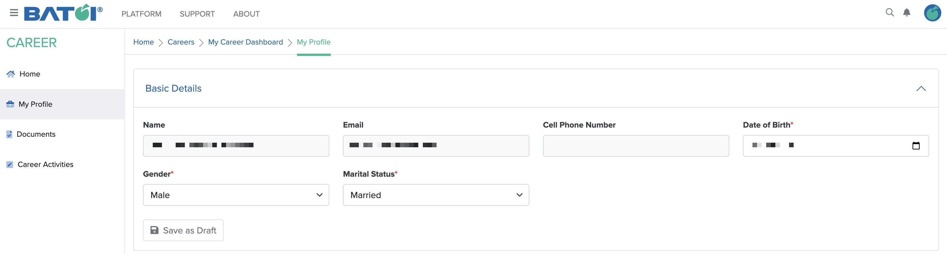 Figure 8: My Profile Basic Details Screen