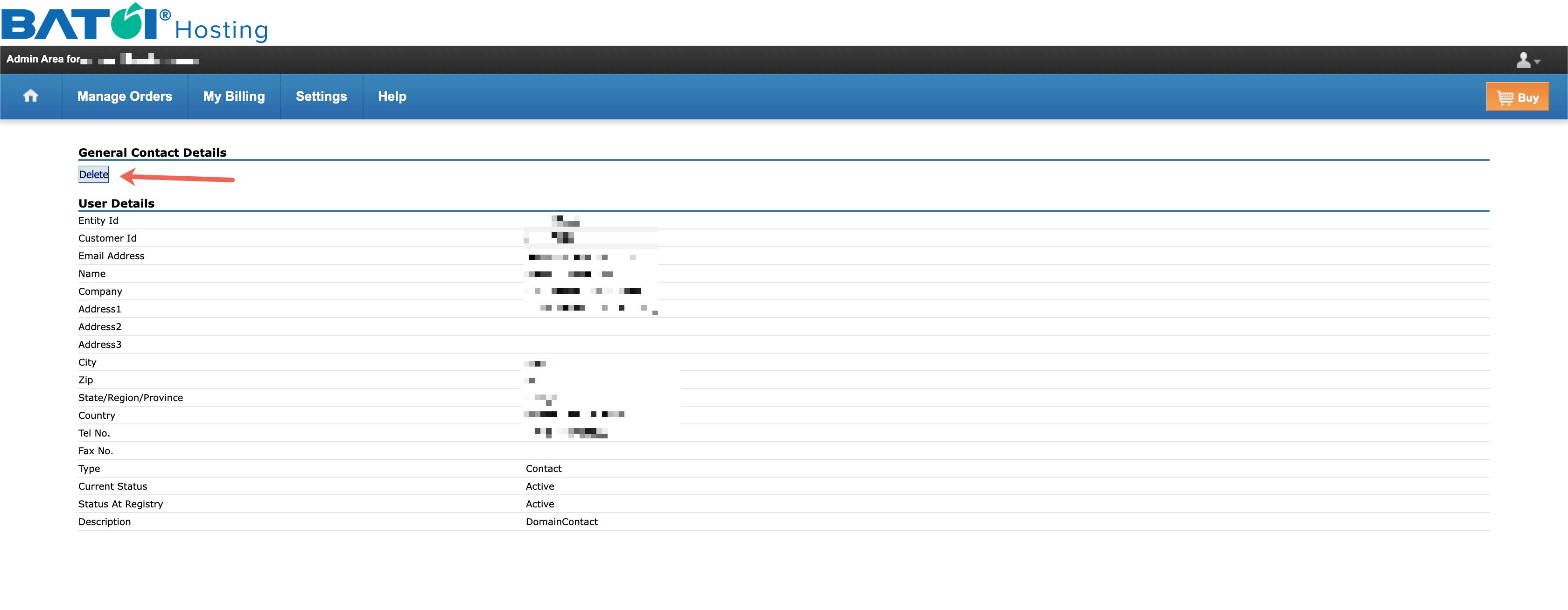 Figure 7: My Batoi Hosting Individual Contact View Page