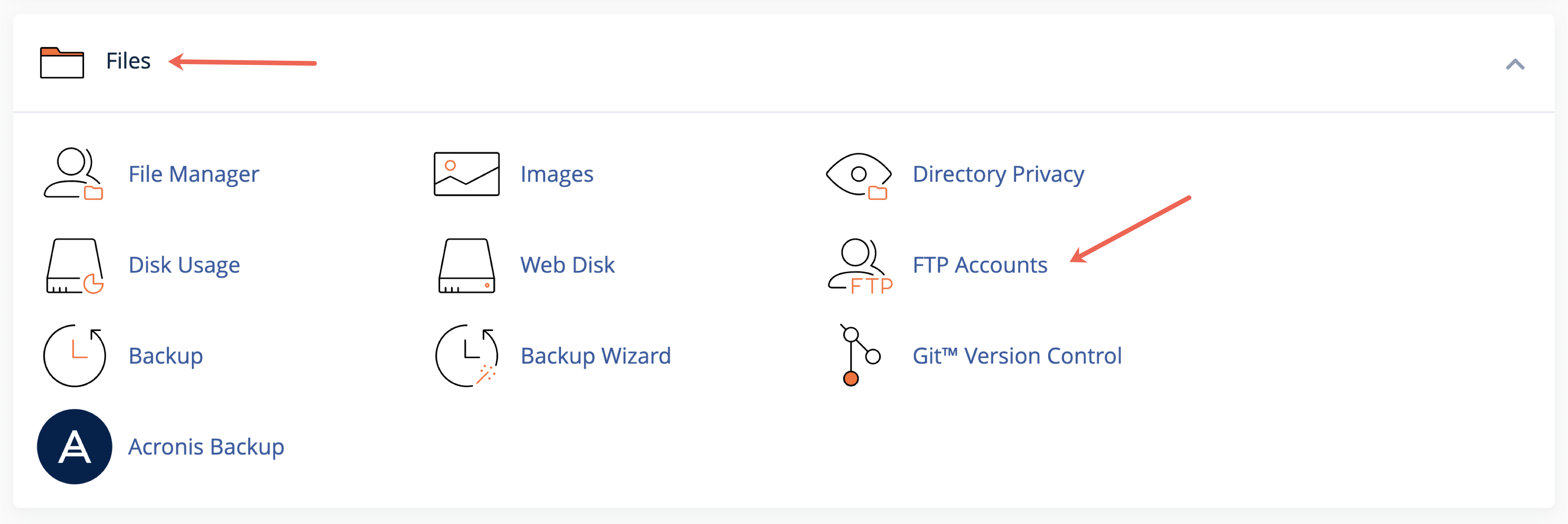 Figure 3: cPanel Dashboard Screen ‘Files’ Section