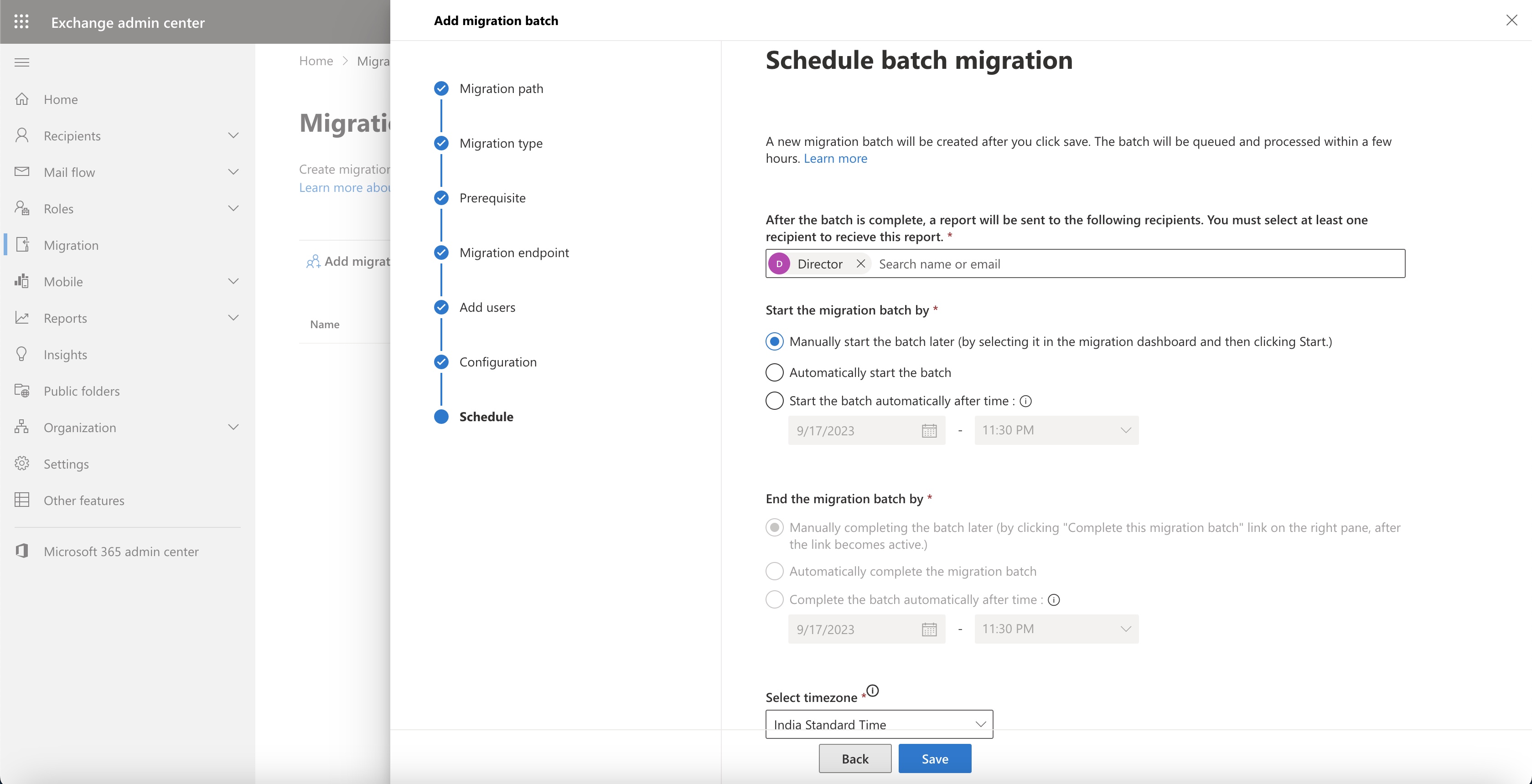 Figure 14: Microsoft Office 365 Select Migration Final Configuration Screen