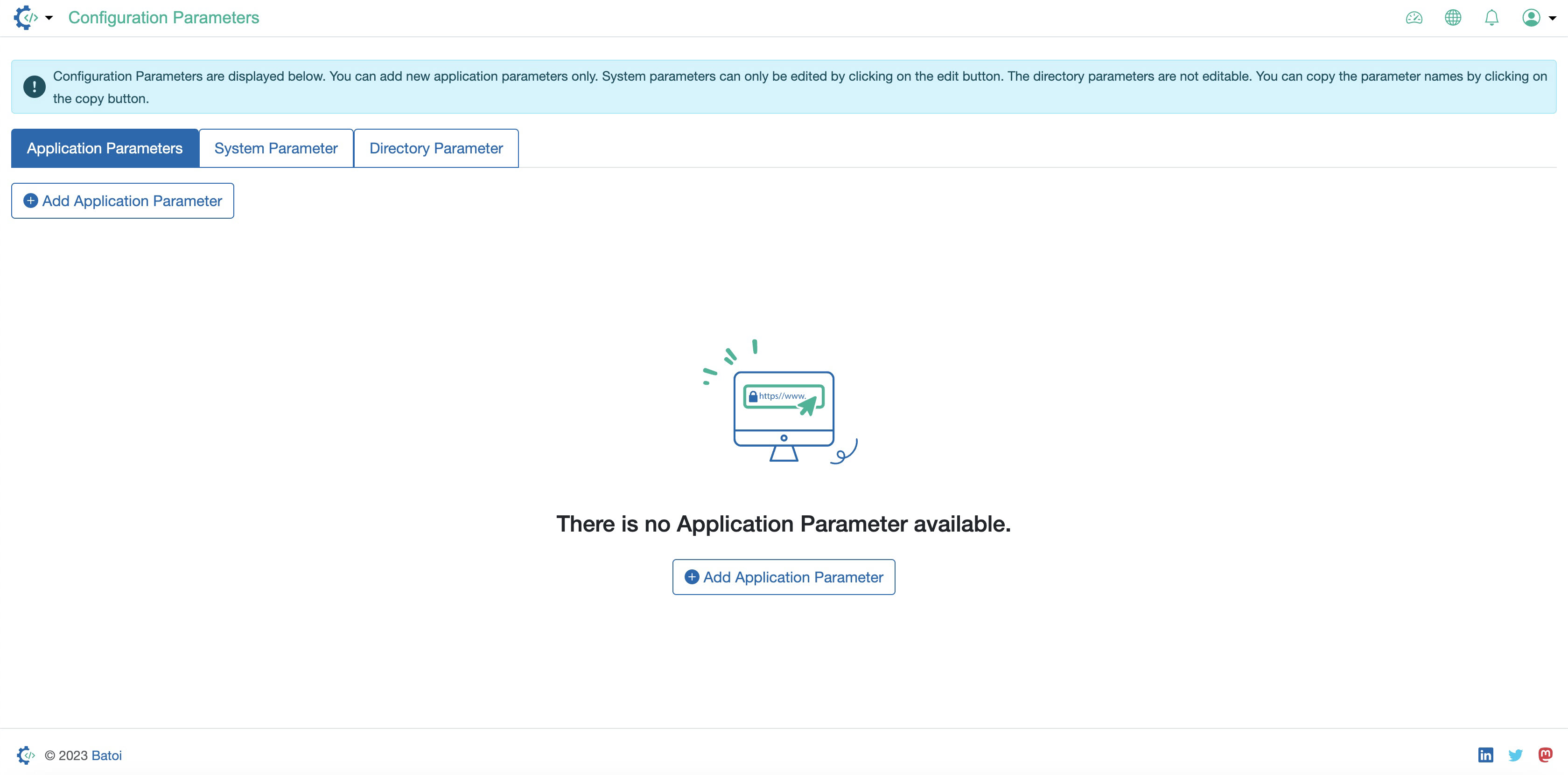 Figure 1: Admin Portal Application Parameters List Page