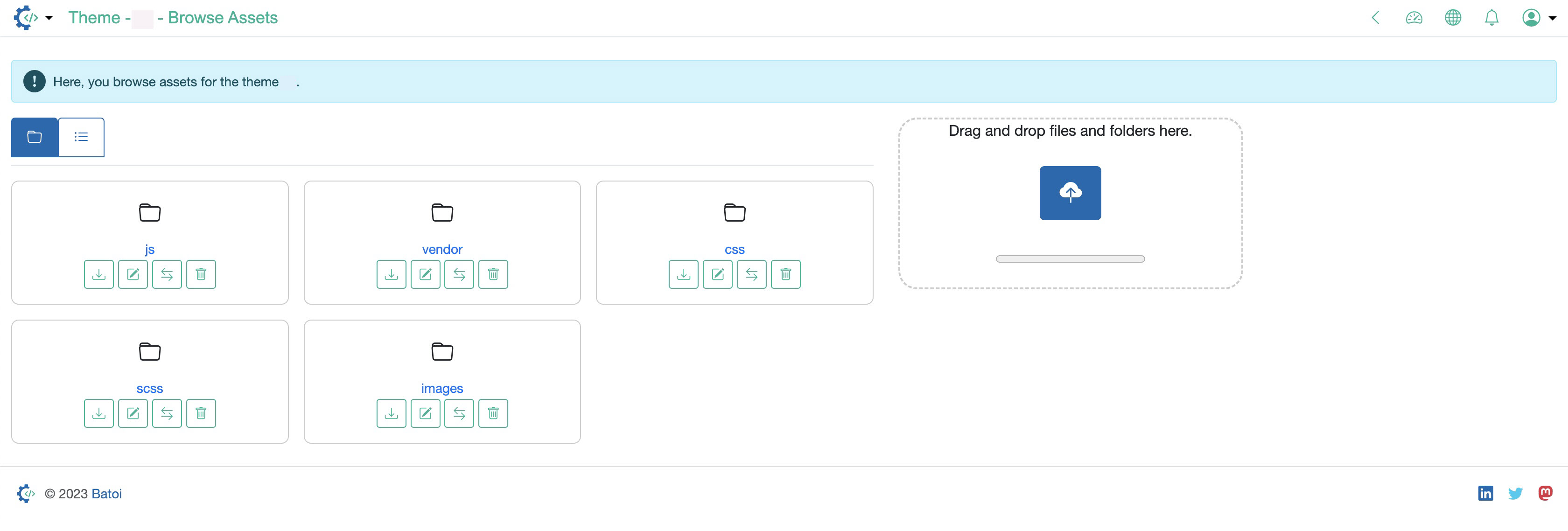 Figure 1: RAD Admin Portal Individual Theme Assets Dashboard Screen