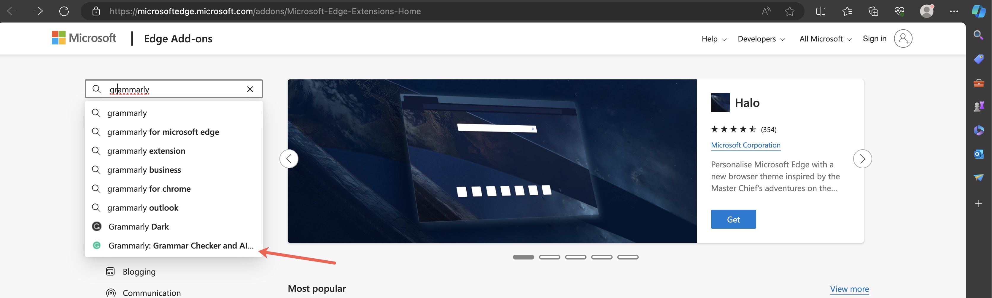 Figure 4: Edge Add-ons Dashboard Search Screen