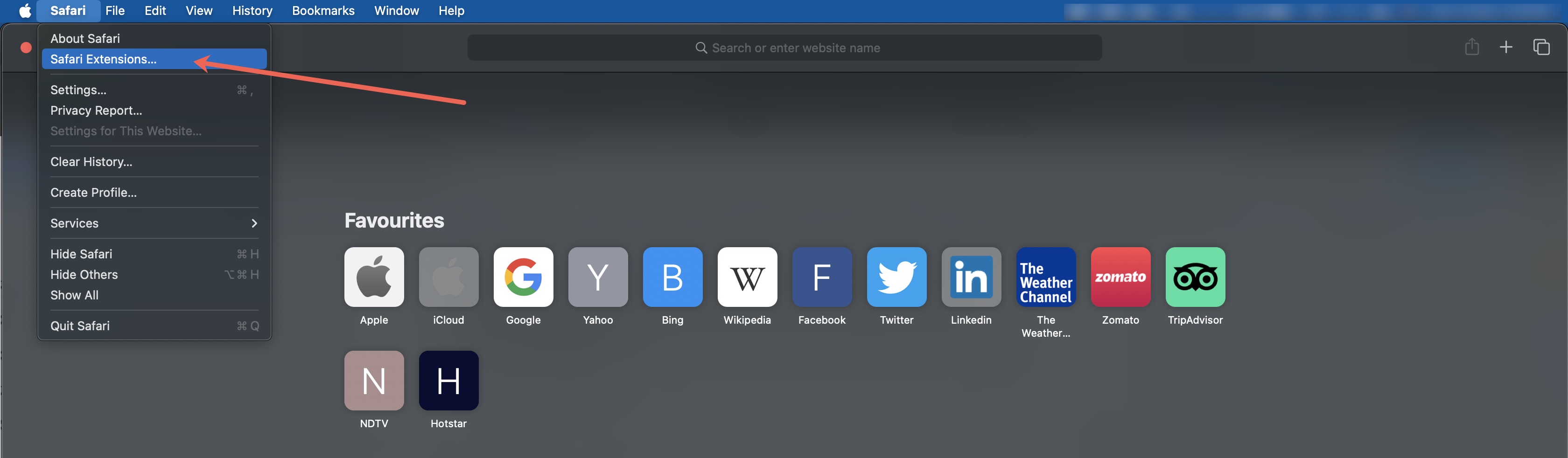 Figure 1: Safari Browser Dashboard Screen
