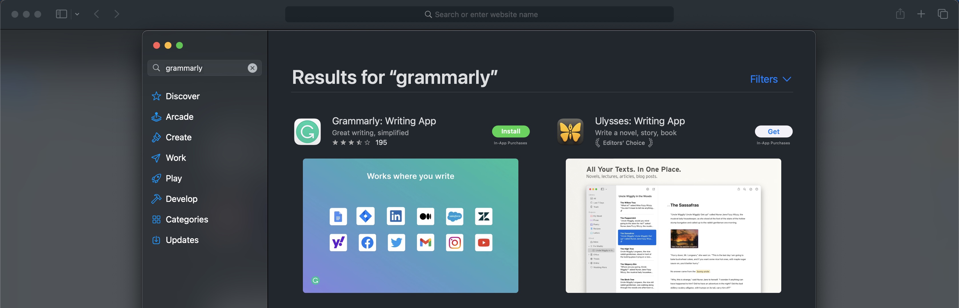 Figure 4: Safari App Store Grammarly Extension Install Screen
