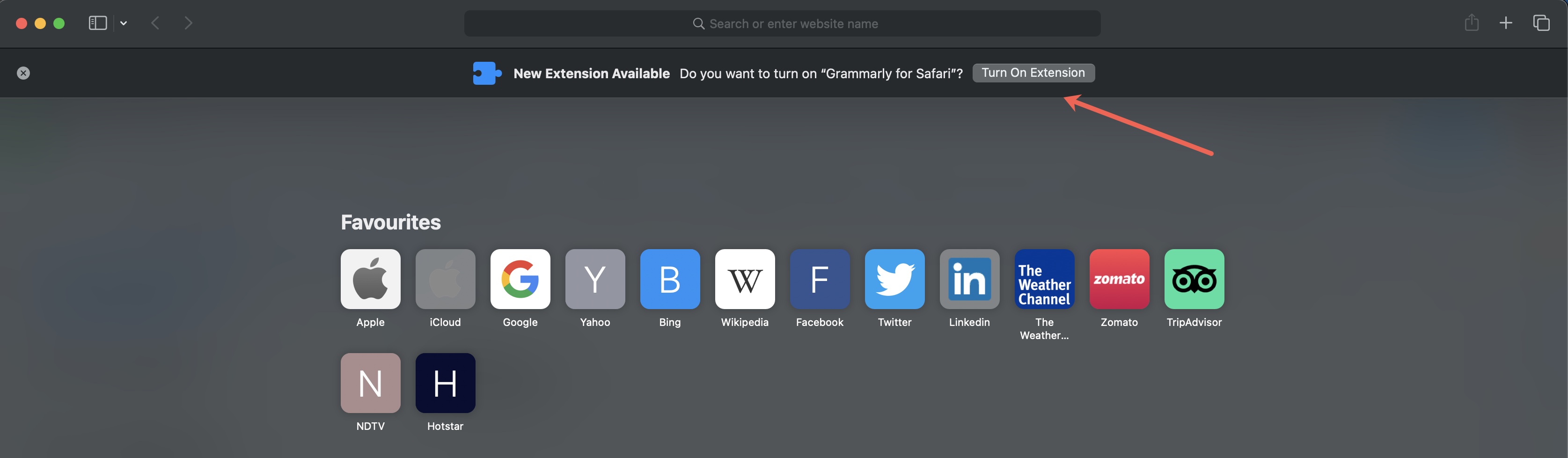 Figure 5: Safari Grammarly Extension Activation Screen